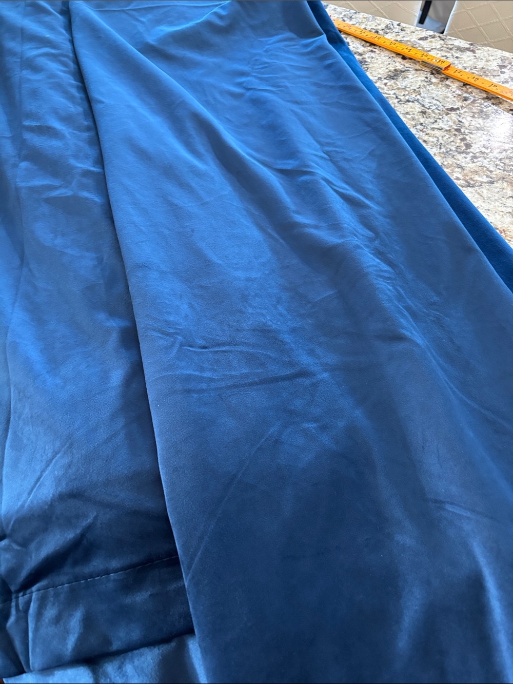 Source Unknown Deep Blue Draped Velvet Curtains